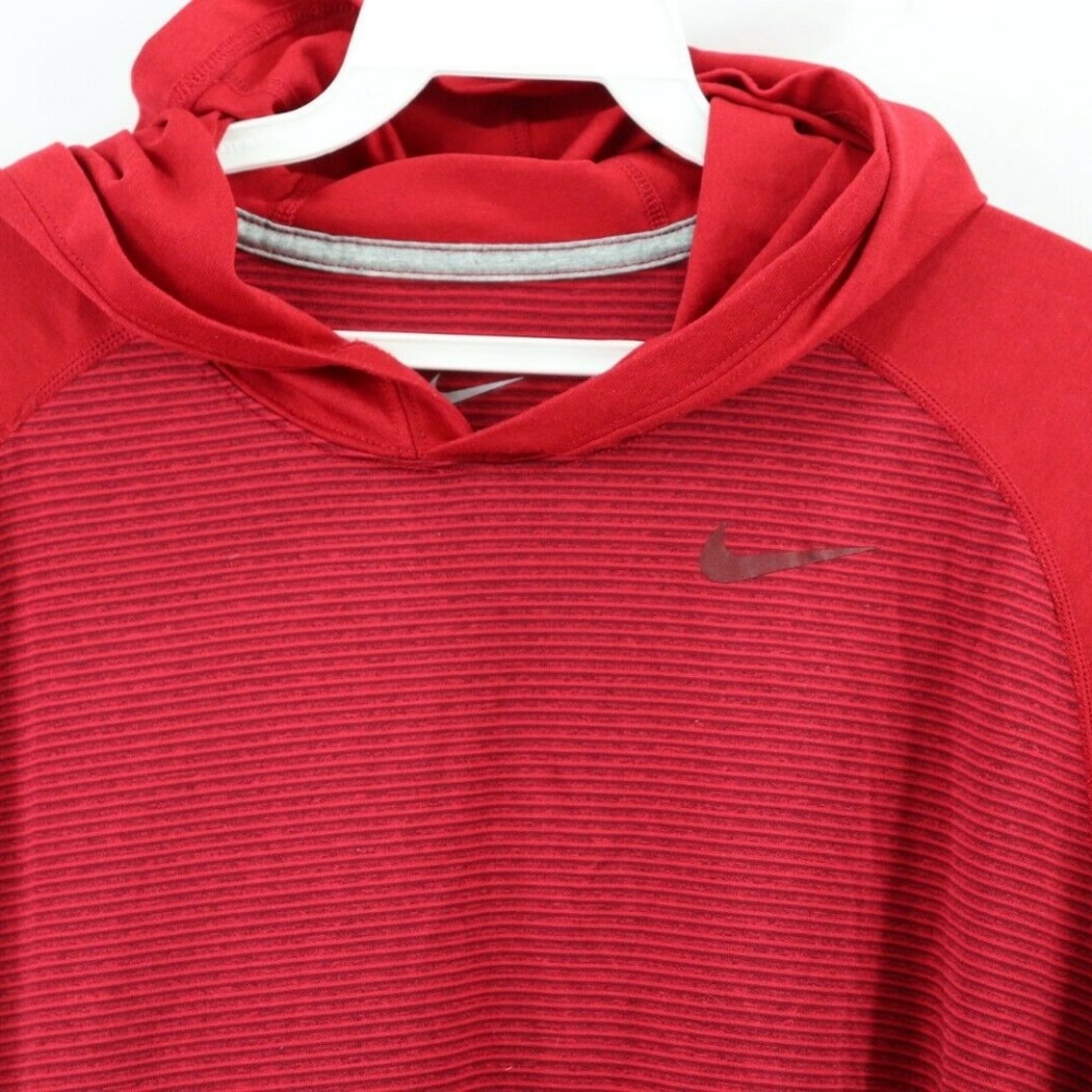 Nike Dri-Fit Touch Striped Lightweight Hoodie Red - Picture 6 of 7
